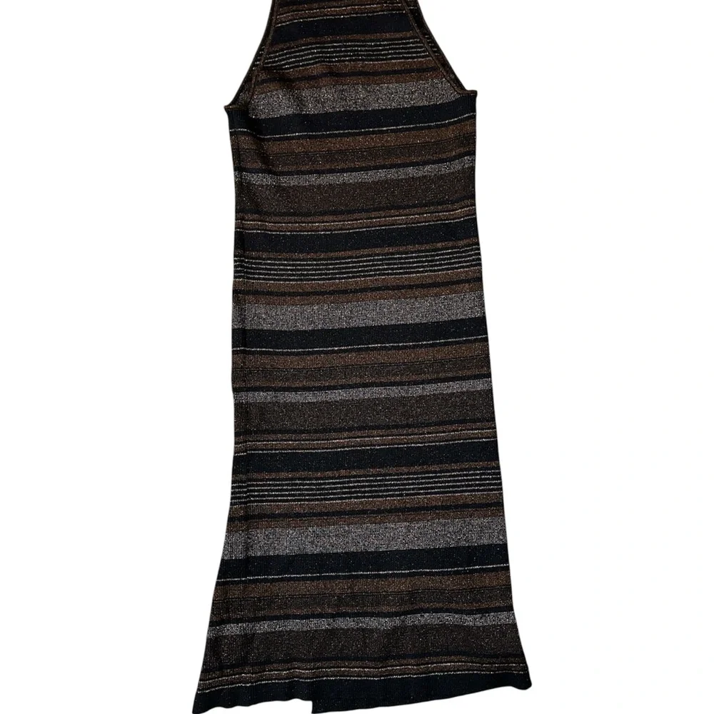 House of Harlow 1960 Black and Brown Striped Midi Dress - Picture 2 of 5